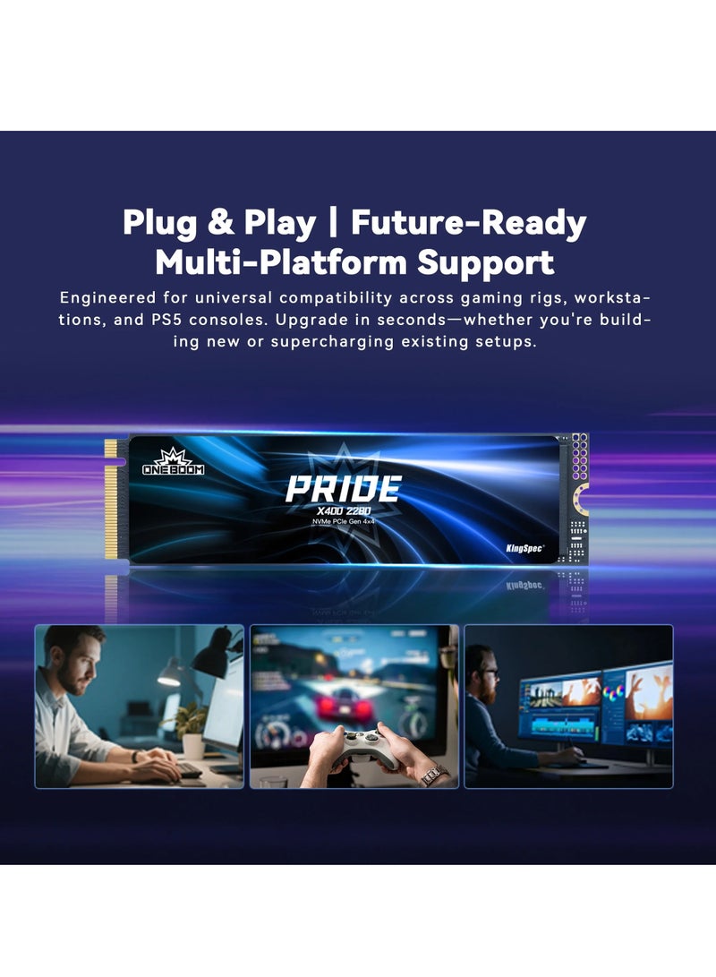 كينجس بيك محرك أقراص KingSpec ONEBOOM PRIDE SSD بسعة 2 تيرابايت بتقنية PCIe 4.0 NVMe - الجيل الرابع x4 M.2 2280، محرك ألعاب داخلي، سرعة قصوى 7400 ميجابايت/ثانية، ضمان لمدة 2 سنوات - Image 4